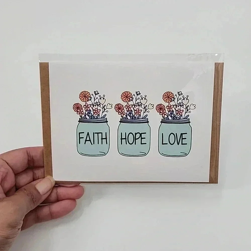 Faith Hope Love Handmade Greeting Blank 4x6 Card Gift